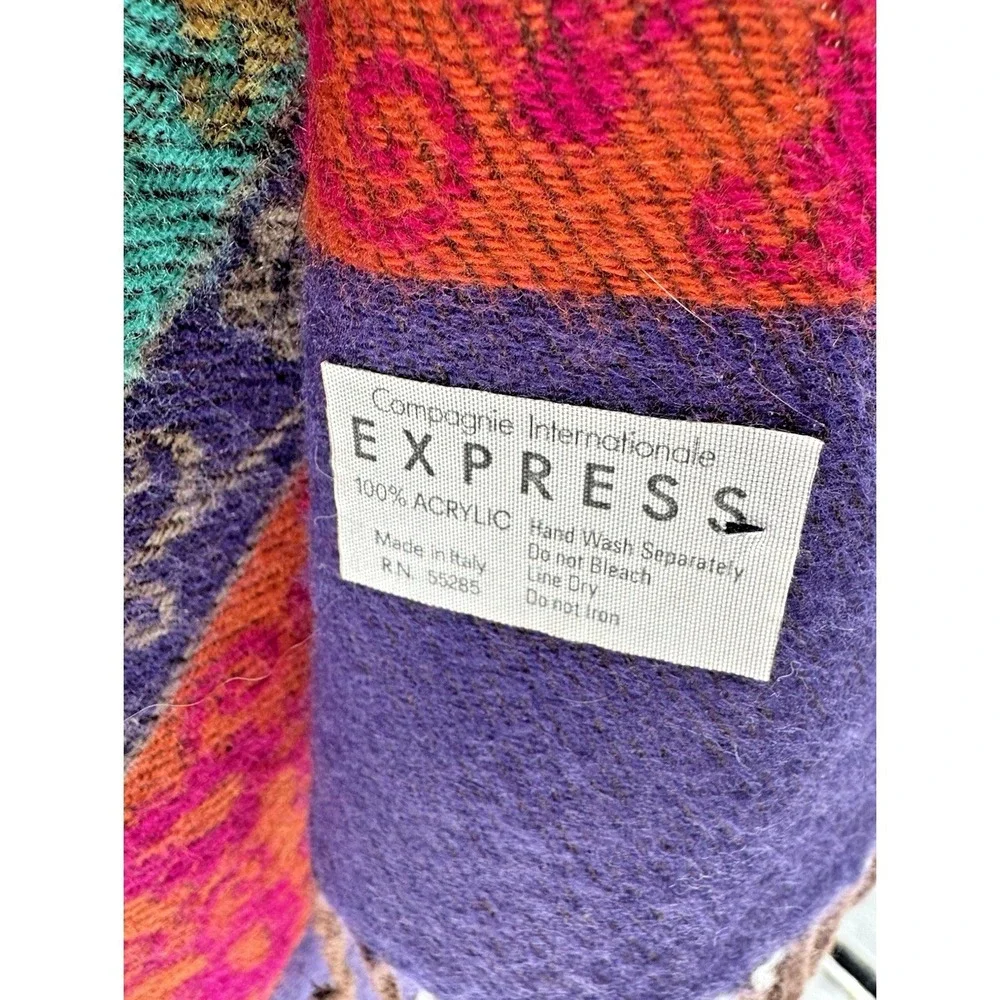 Scarf Wrap Fringed Woven Jacquard Statement EXPRESS Logo